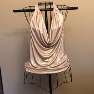 Gold Drape Neck Halter Top